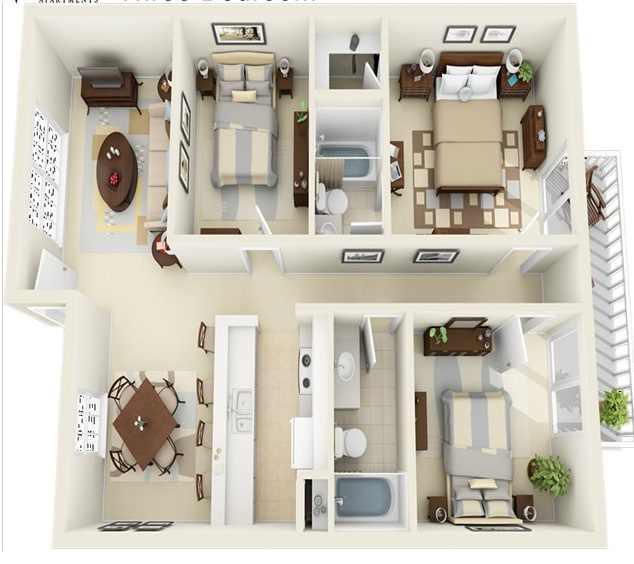 3BR/2BA - Bayou D
