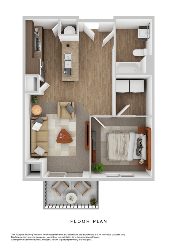 Floor Plan - Apartment 1 Bedroom 1 Bathroom