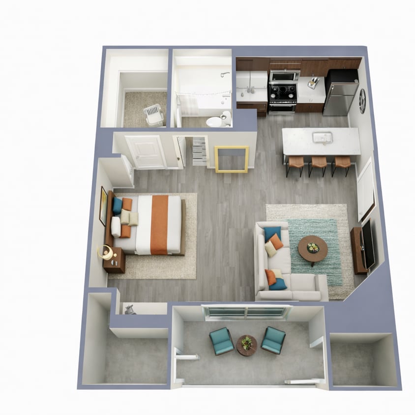 Floor Plan - Studio 1 Bath