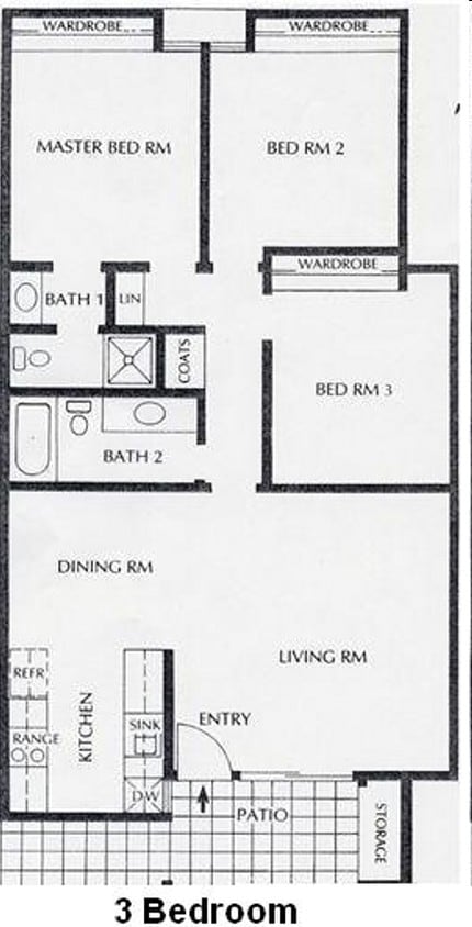 E - Three Bedroom Two Bathroom 