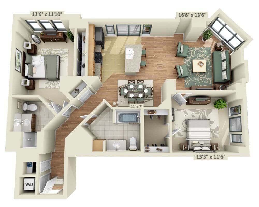 Floor Plan - 2 BEDROOM TOWER (B2H)
