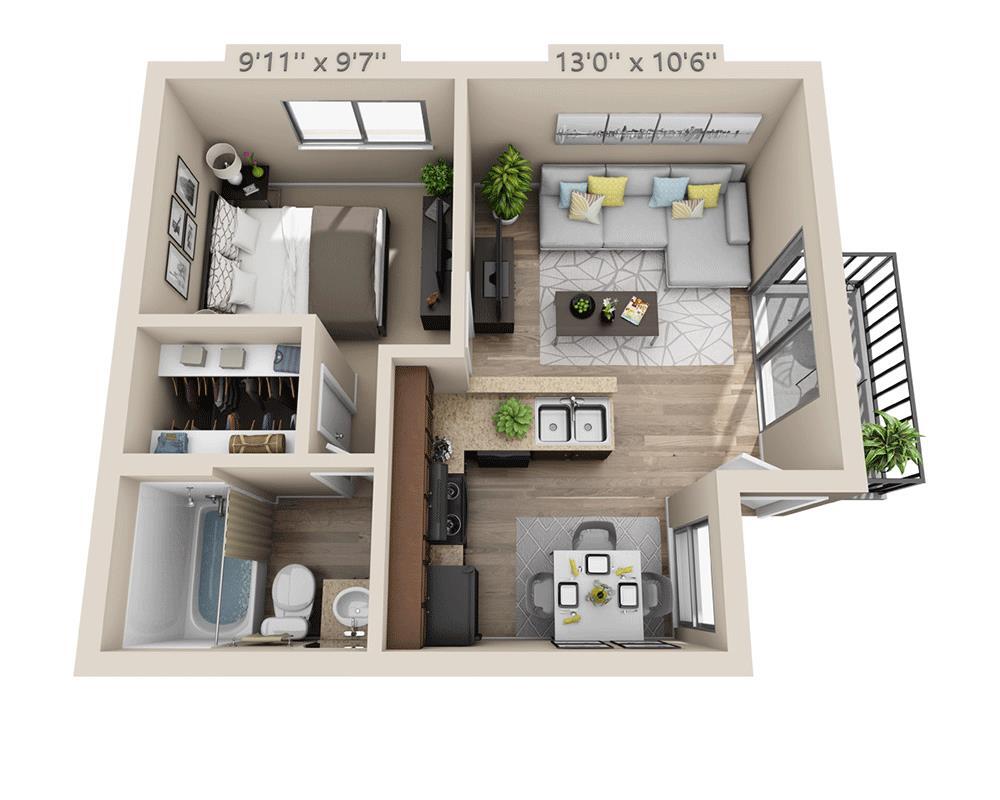 Floor Plan - One Bedroom A1AOW