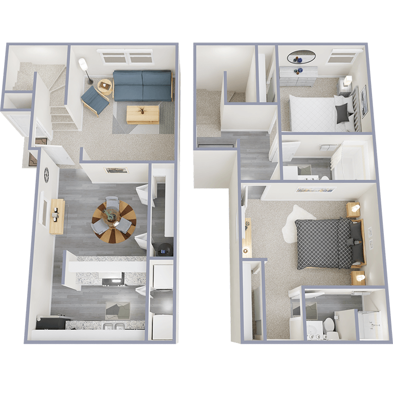 Floor Plan - 2 Bedroom 2 Bath Townhome