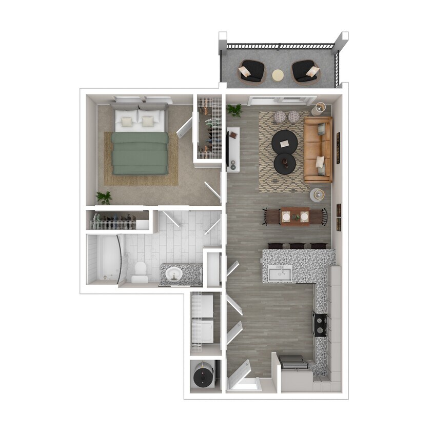 Floor Plan -  Alloy (1x1 671 Sq. Ft.)
