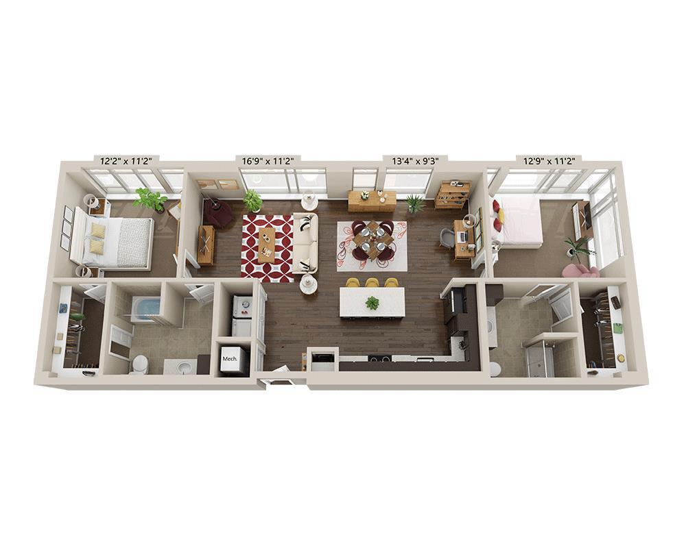 Floor Plan - Two Bedroom B2U