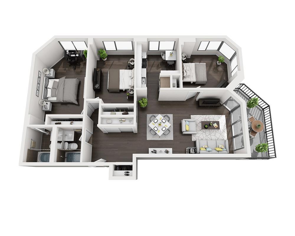 Floor Plan - Three Bedroom C2A
