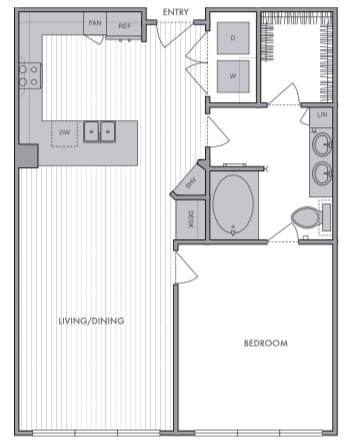 Floor Plan - 1 Bed_1 Bath_E