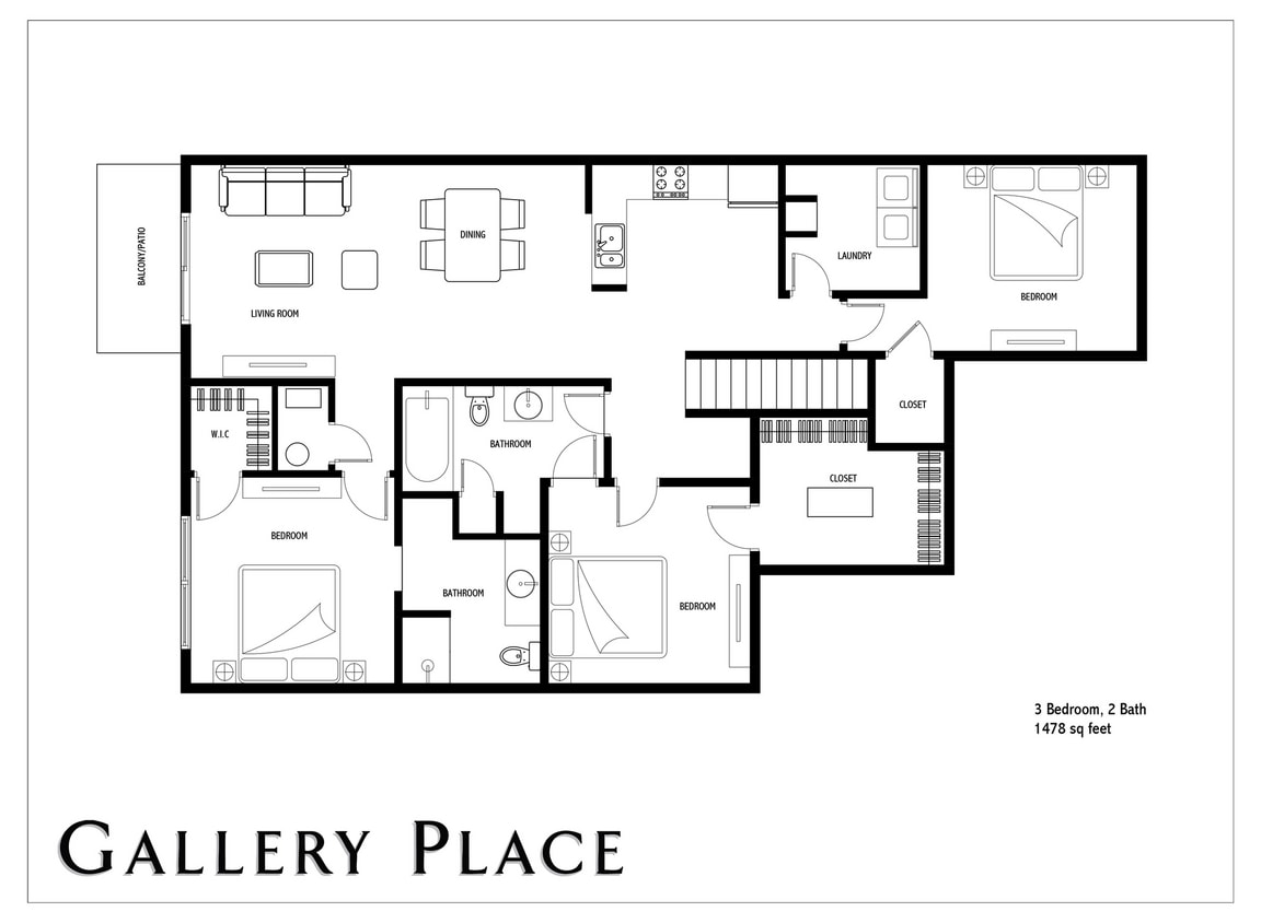 Floor Plan - 3 Bedroom 2 Bath