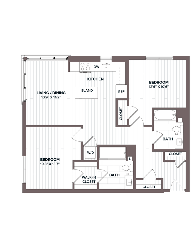 Floor Plan - 2 Bed/2 Bath - B1 Bldg C
