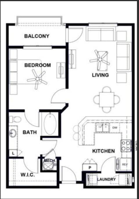 Floor Plan - A2 775sf 1/1