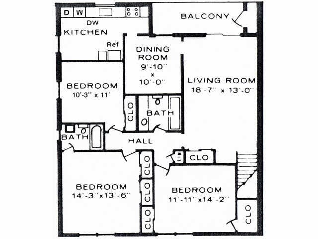 3 Bedroom Floor Plan - Three-Bedroom Apartment