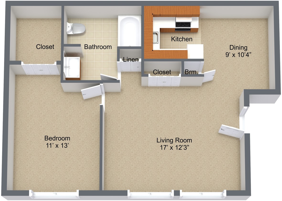 Floor Plan - 1 Bedroom