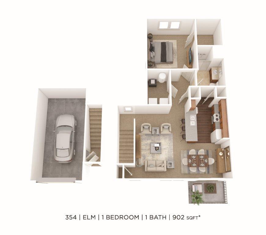Floor Plan - One Bedroom- 902 sqft