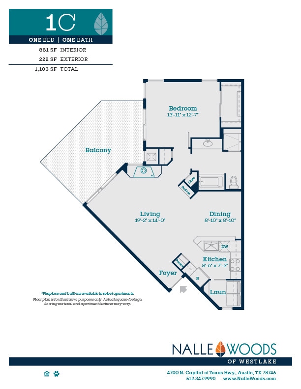 Floor Plan - One Bedroom One Bath-C