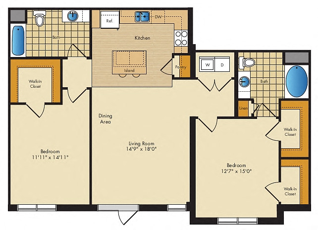 Floor Plan - 2 Bed 2 Bath-B4-2