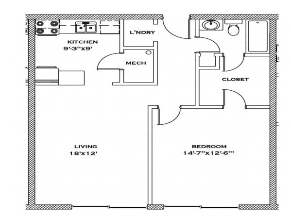 Floor Plan - 1 Bedrm 1st Floor