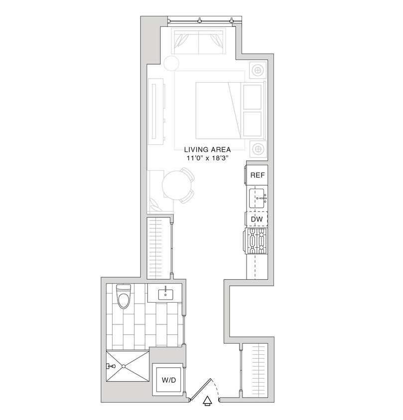 Floor Plan - Studio / 1 Bathroom