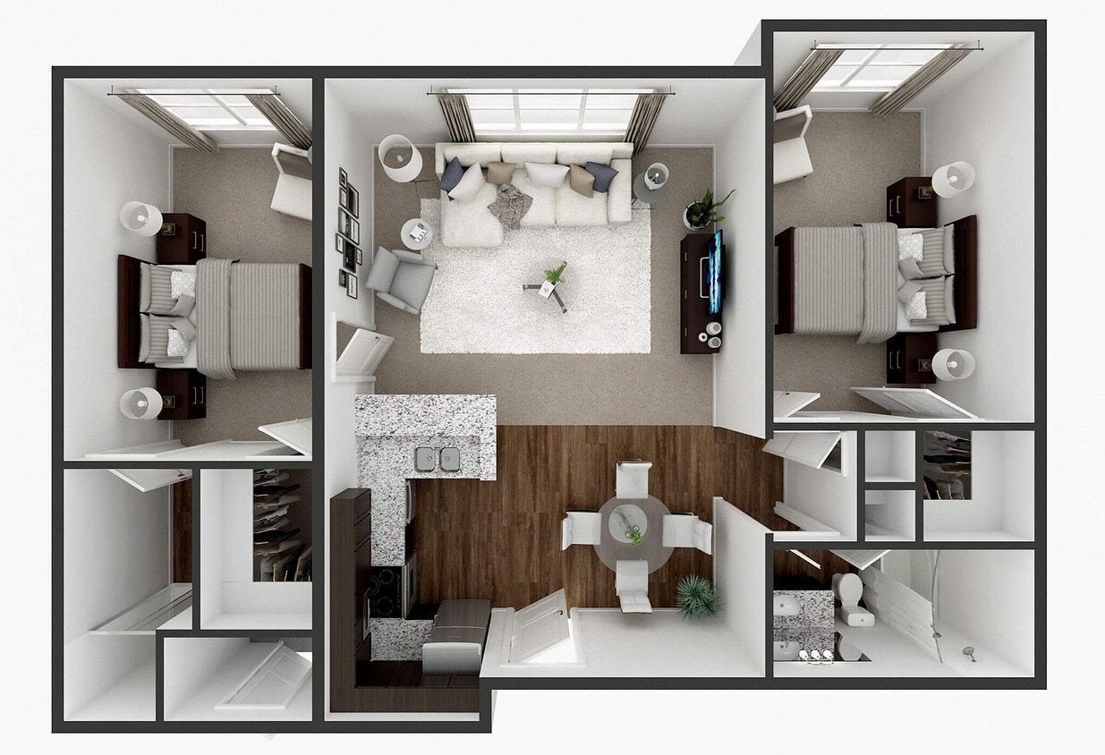 Floor Plan - 2 Bedroom 2 Bath  1150 sq ft