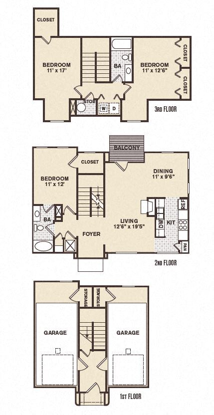 Floor Plan - 3B2B 2-CGR Grant Park