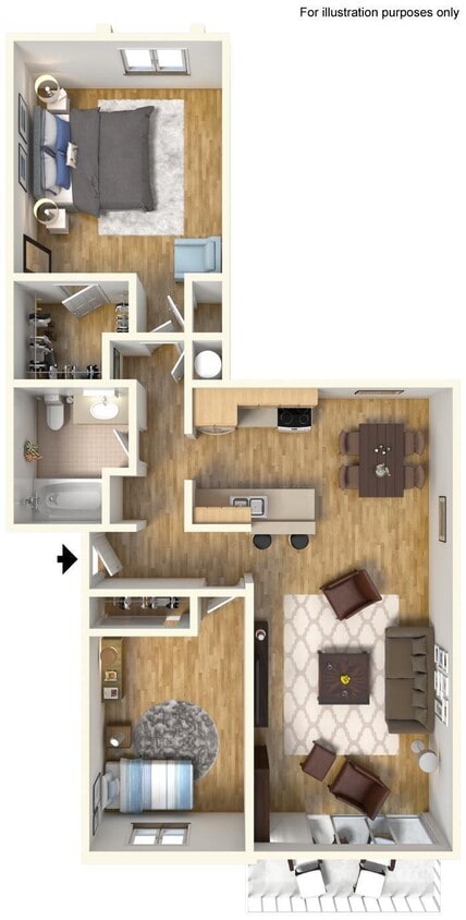 Floor Plan - 2 Bedroom 1 Bathroom