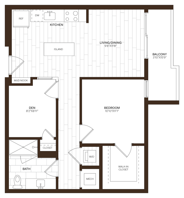Floor Plan - 1 Bed/1 Bath Den-D1