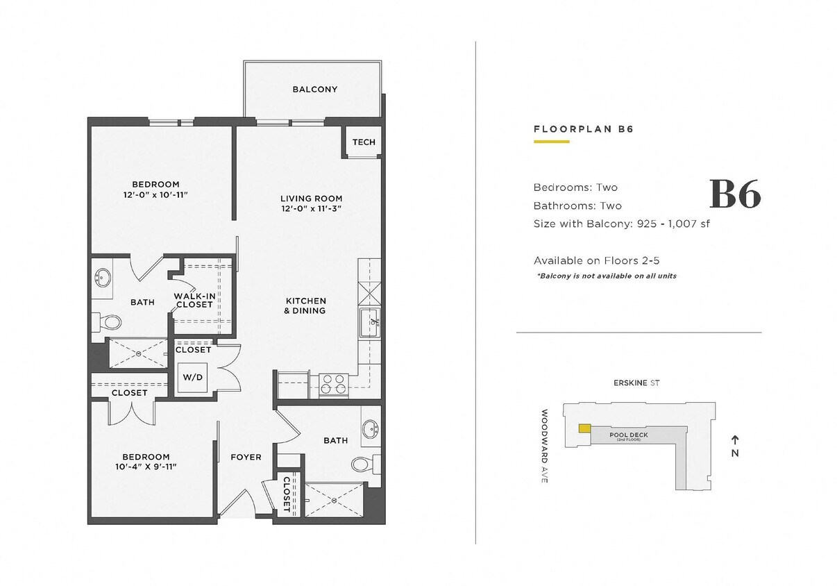 Floor Plan - 1 Bedroom w/ Den Unit - B6