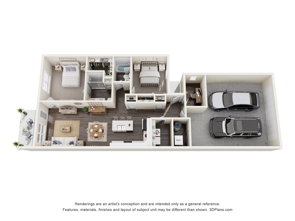 Floor Plan - 2 Bed Non-Pond View III - New Construction