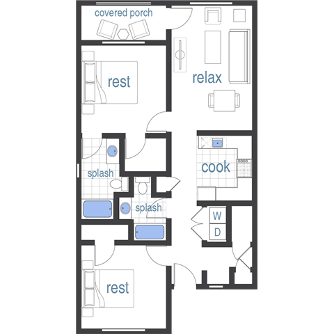 Floor Plan - 2 Bedroom with Patio