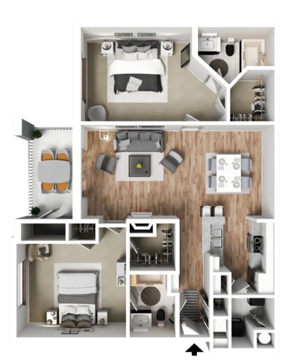 2 Bed, 2 Bath - 1127 SF - Royale