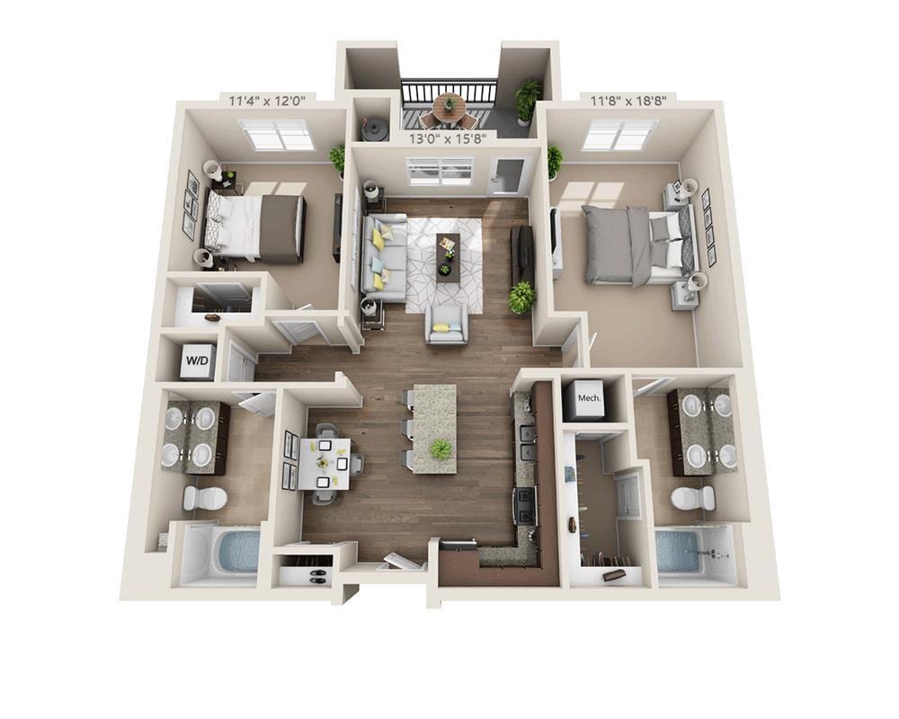 Floor Plan - Two Bedroom B2E