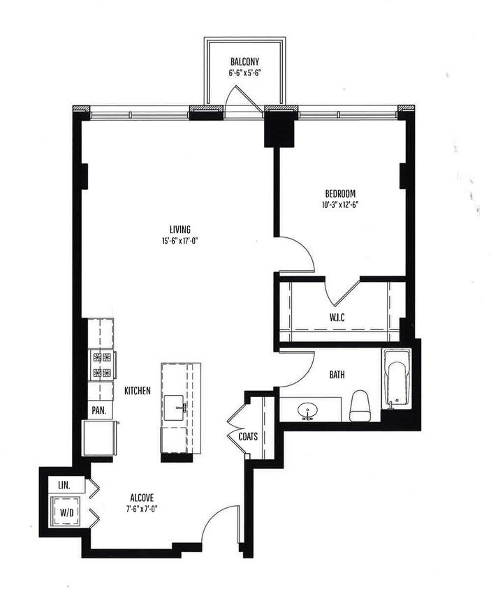 Floor Plan - 1 BR, 1 BTH