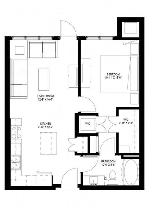 Floor Plan - One Bedroom - B