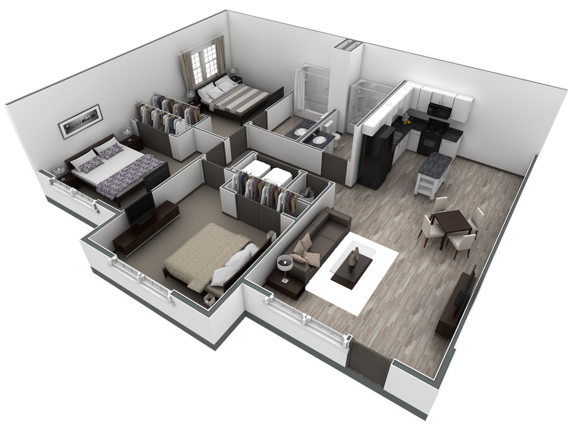 Floor Plan - 3-2 BR Retreat Courtyard