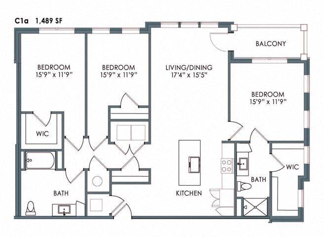 Floor Plan - Three Bedroom Two Bathroom