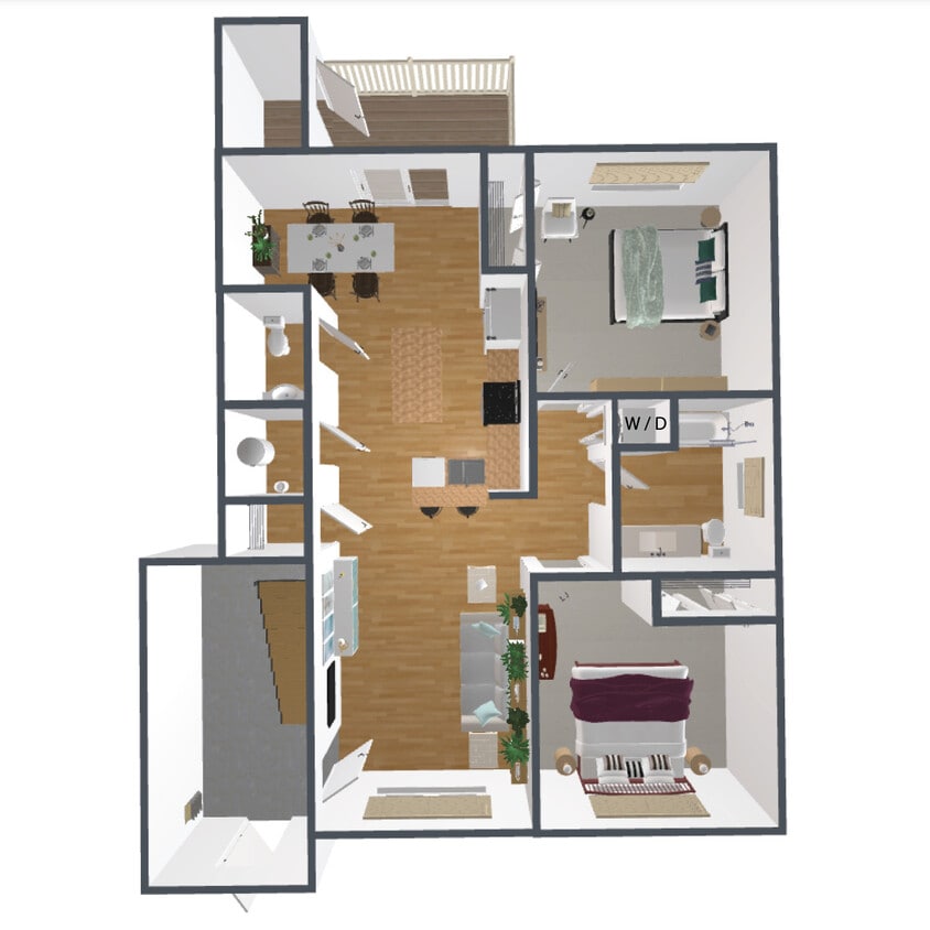 A4 Floor Plan - 2 Bedroom, 1.5 Bath - A4