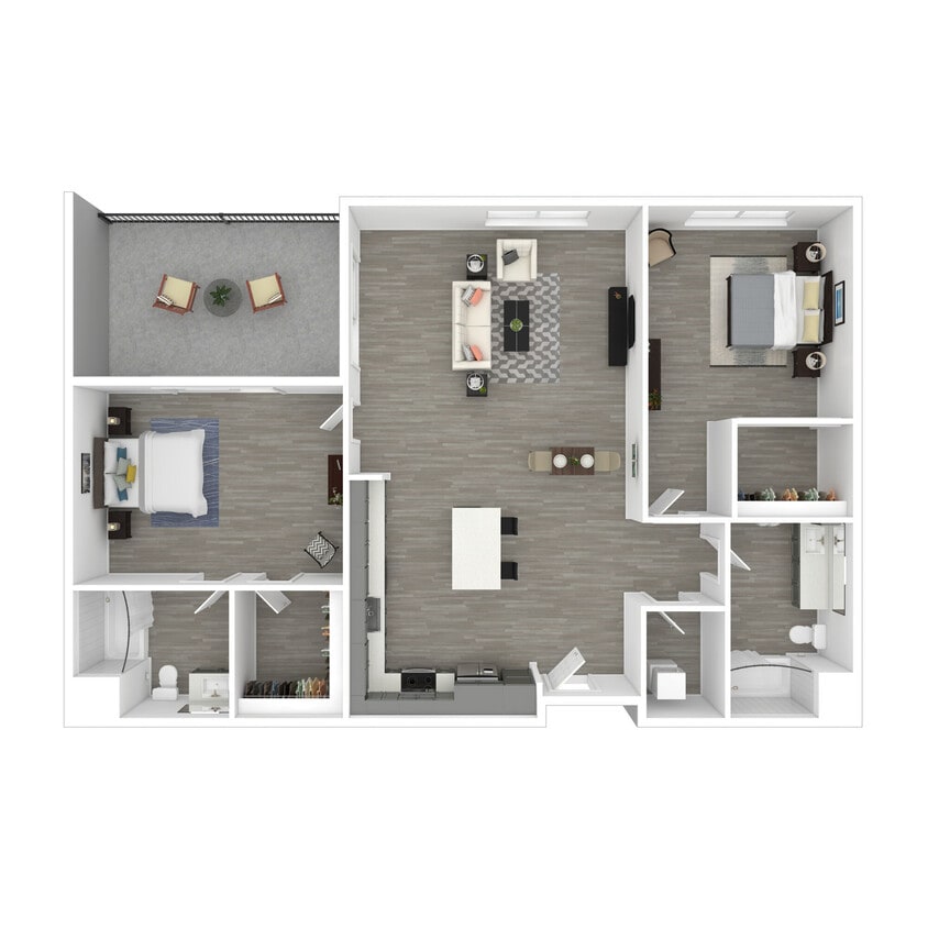 Floor Plan - 2 Bedroom, 2 Baths 