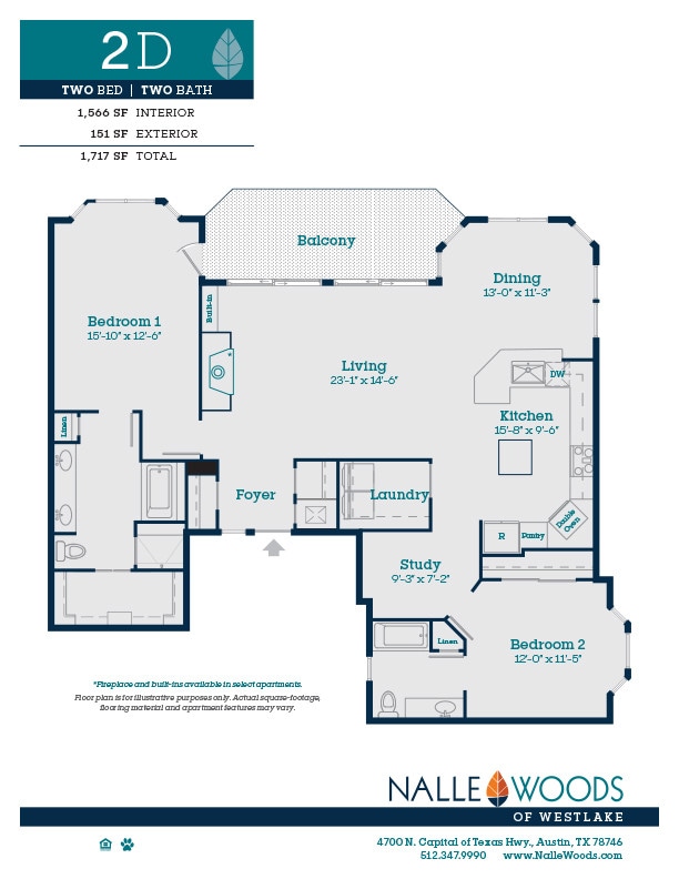 Floor Plan - Two Bedroom Two Bath-D