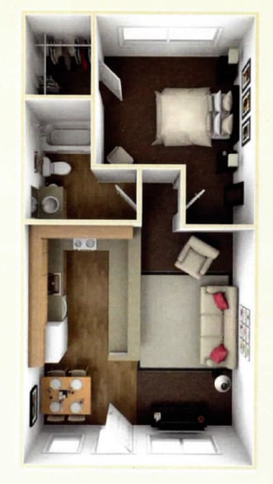 Floor Plan - 1 Bed x 1 Bath