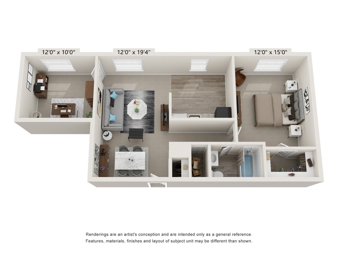 Floor Plan - 1 Bed 1 Bath Large