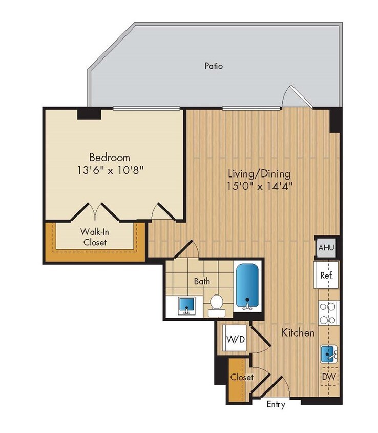 Floor Plan - 1 Bed 1 Bath Sig-AS1b