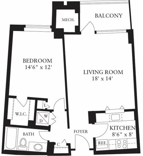 Floor Plan - 1 Bedroom G