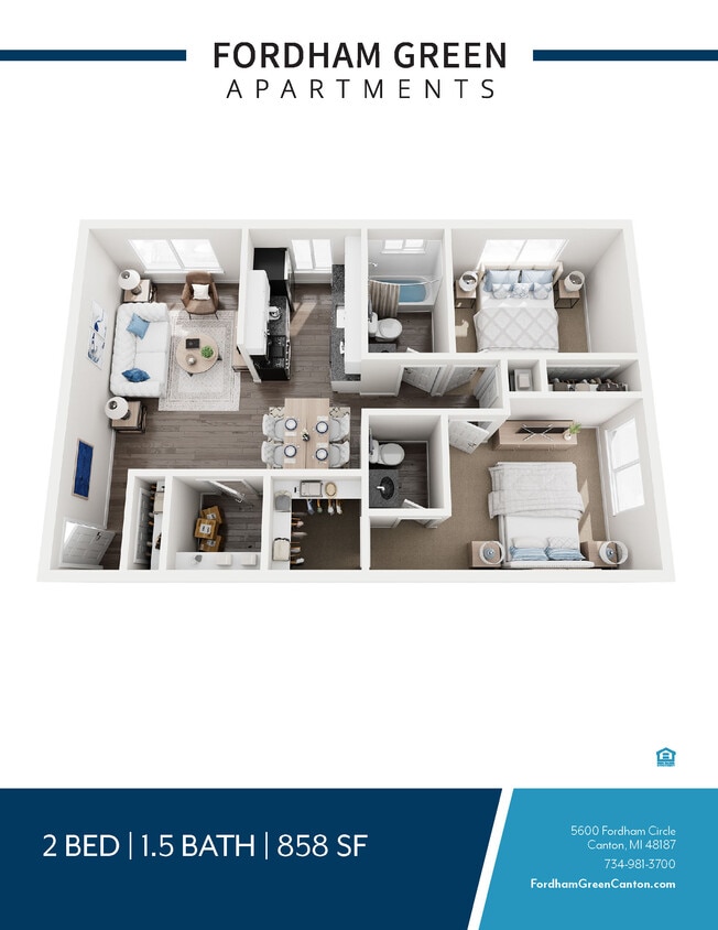 Floor Plan - 2 Bedroom 1.5 Bathroom