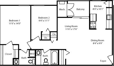 2BR/1.5BA - 2 Bedroom 1.5 Bath