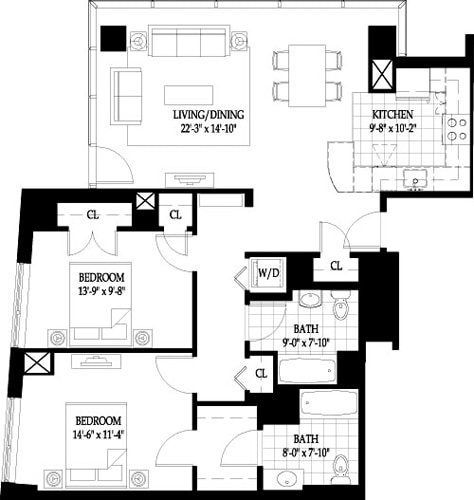 Floor Plan - Vesta Two Bedroom (1)