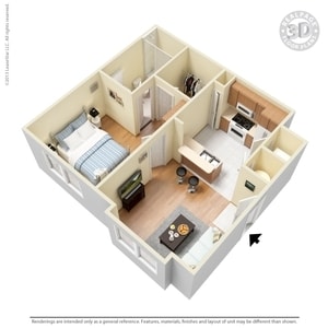 1BR/1BA - 1 Bed 1 Bath 550 SqFt (550 Net) 