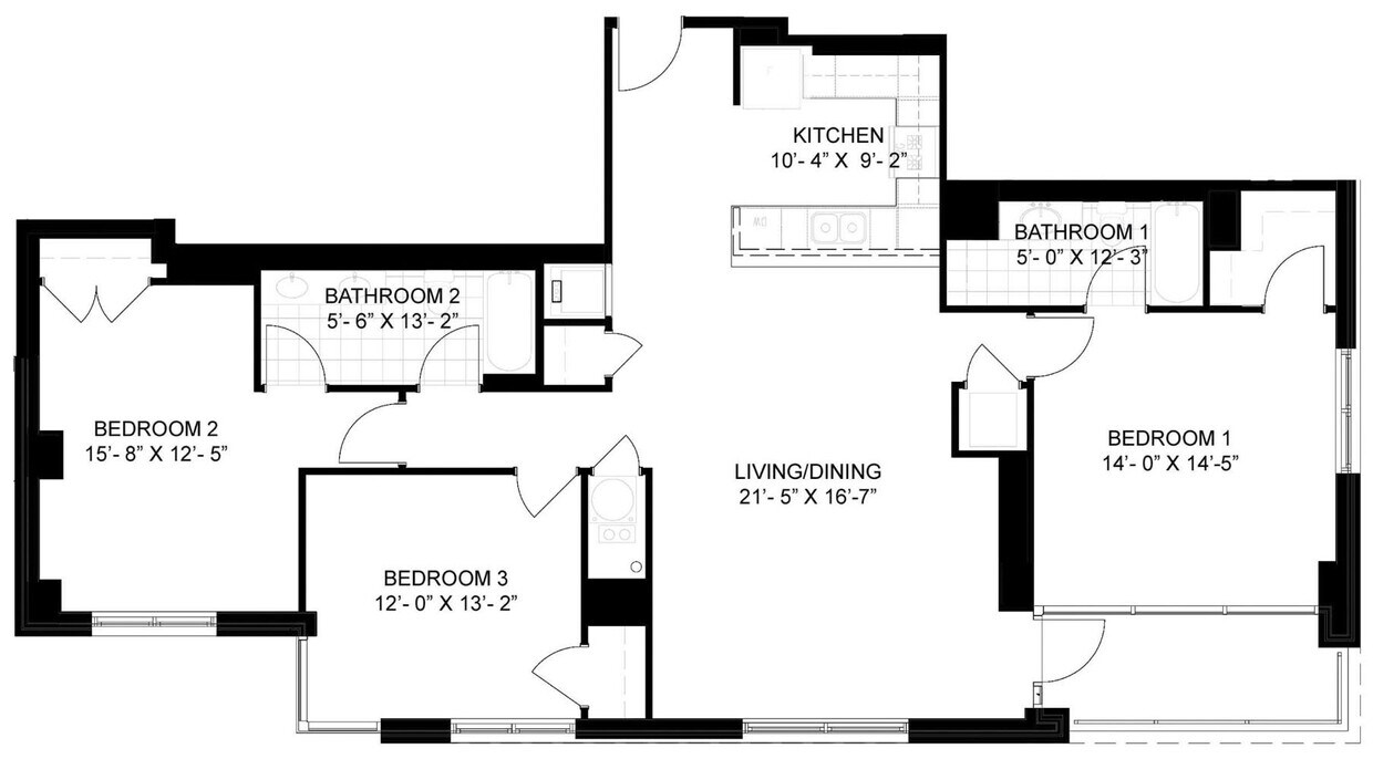 Floor Plan - 3 Bed/2 Bath-D03