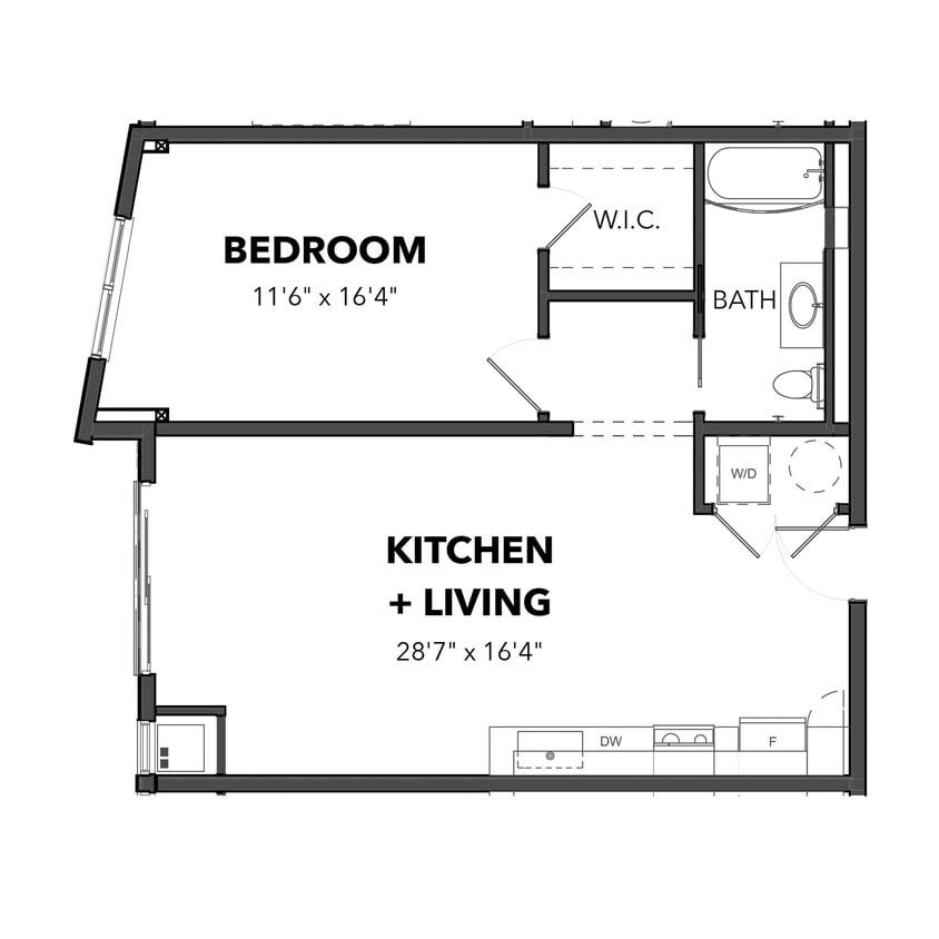 Floor Plan - The 1 Bedroom 6 (Orange)