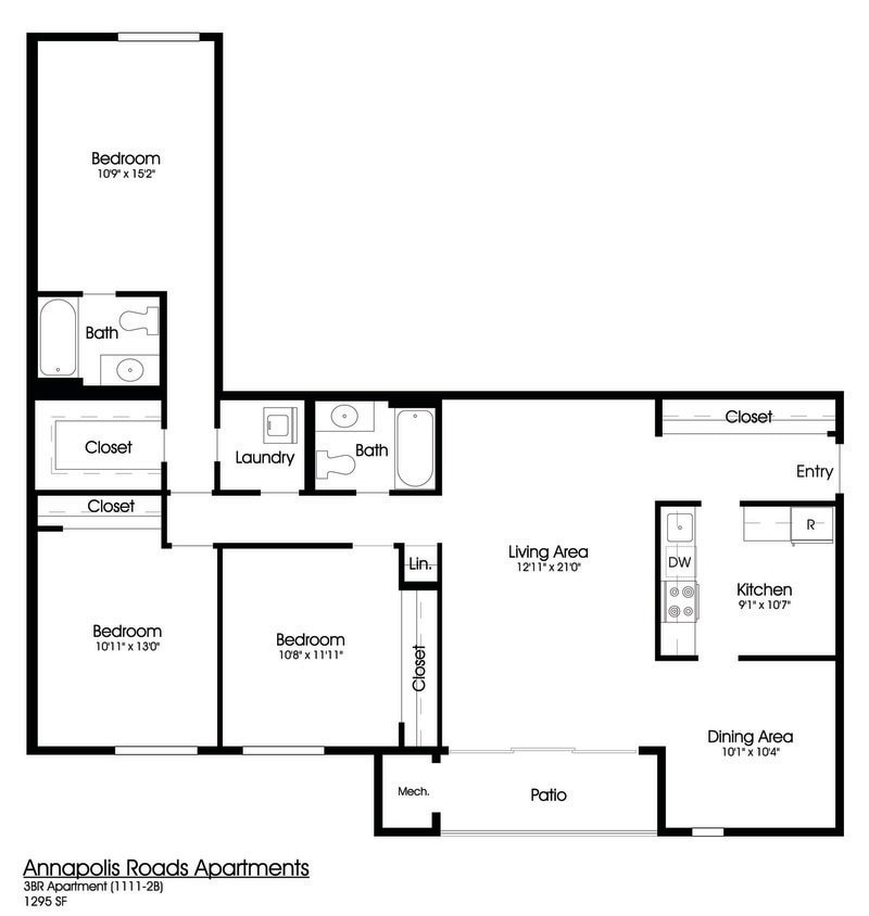 Floor Plan - 3BR 2BA