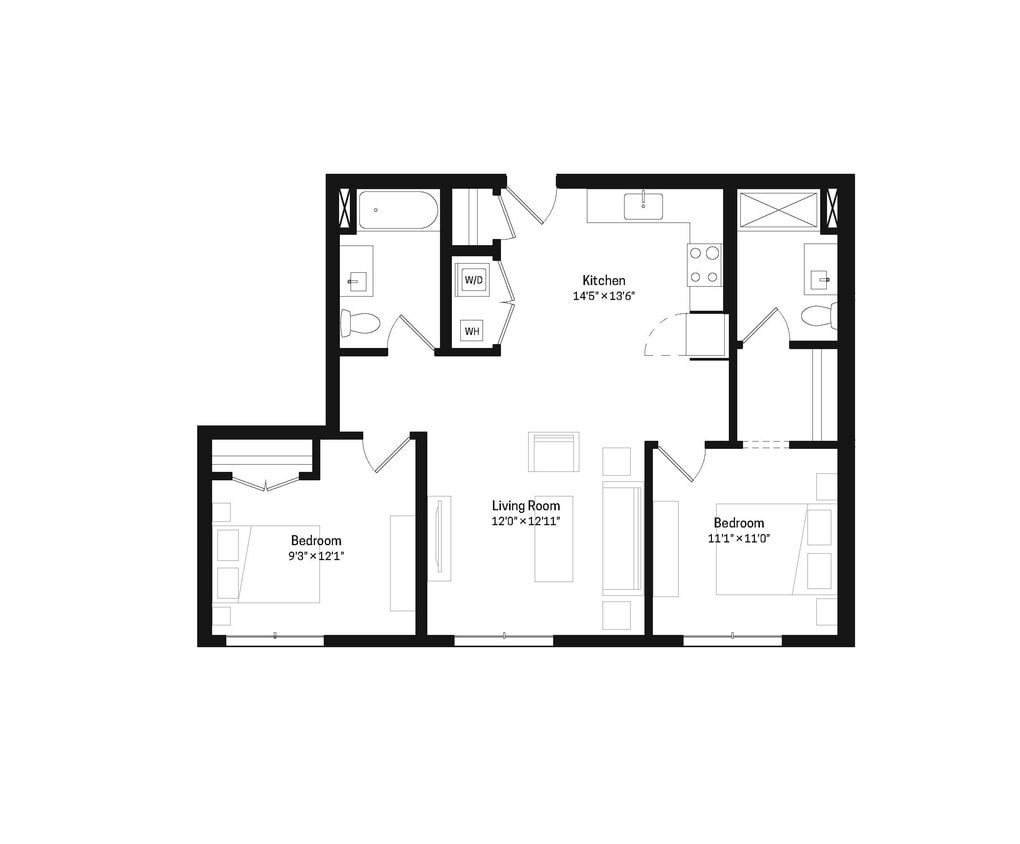 Floor Plan - Two Bedrooms
