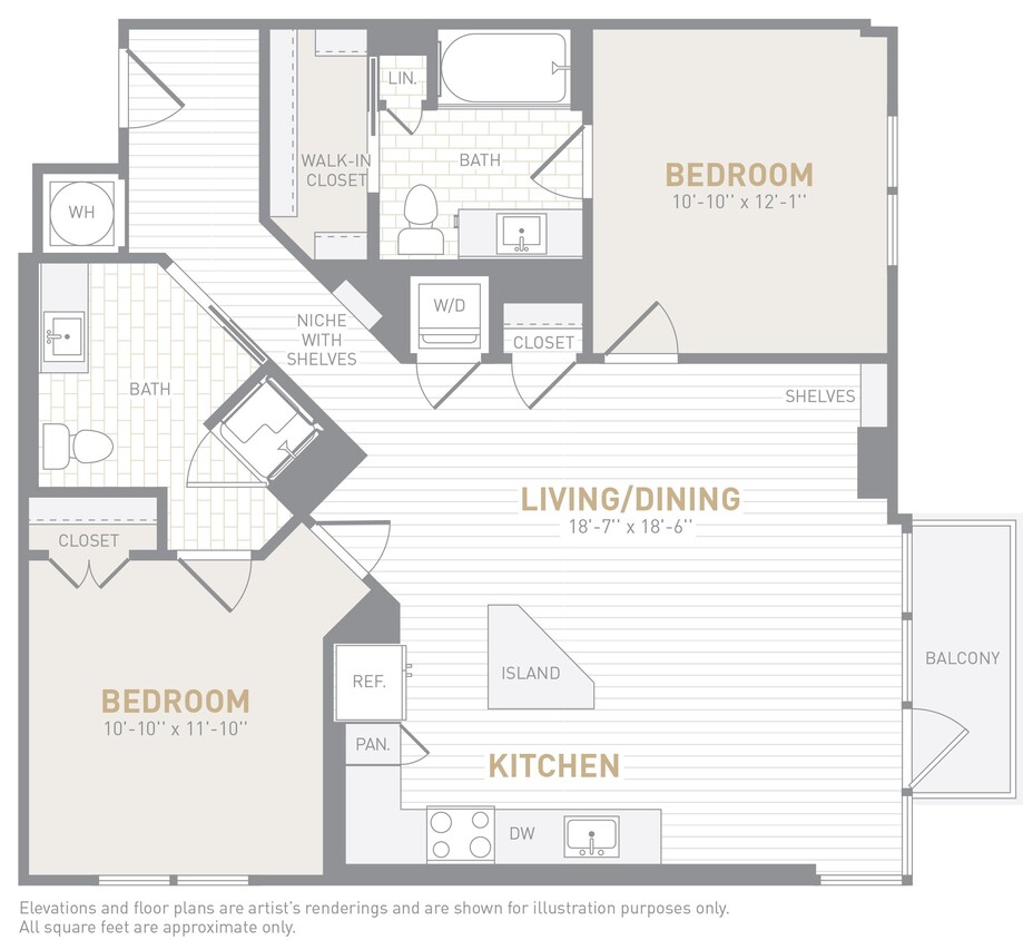 Floor Plan - 2 Bed 2 Bath-C02a Type A